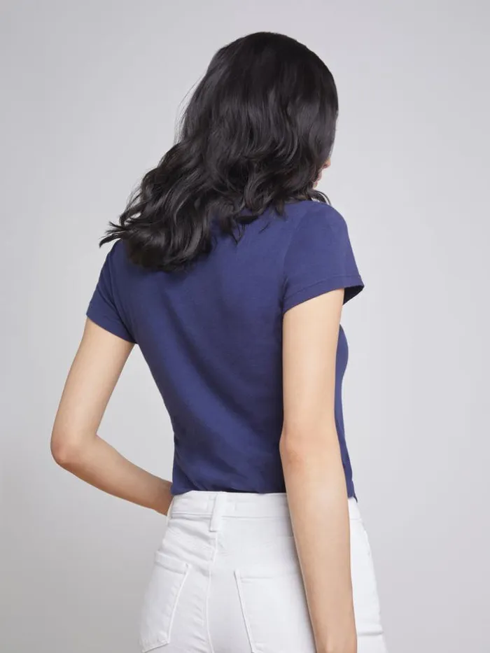 L039Agence Tees Women Becca Cotton VNeck Tee Navy