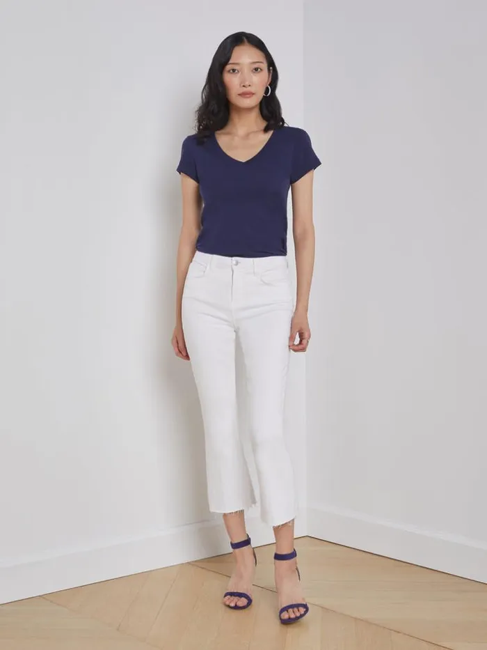 L039Agence Tees Women Becca Cotton VNeck Tee Navy