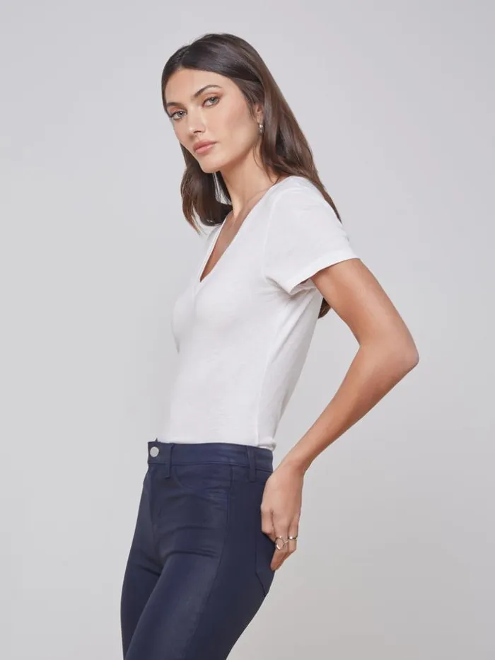 L039Agence Tees Women Becca Cotton VNeck Tee White
