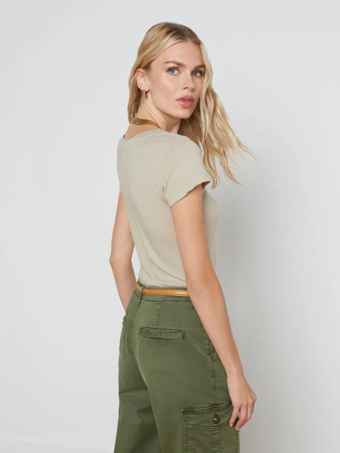 L039Agence Tees Women Cory Cotton Scoopneck Tee Biscuit