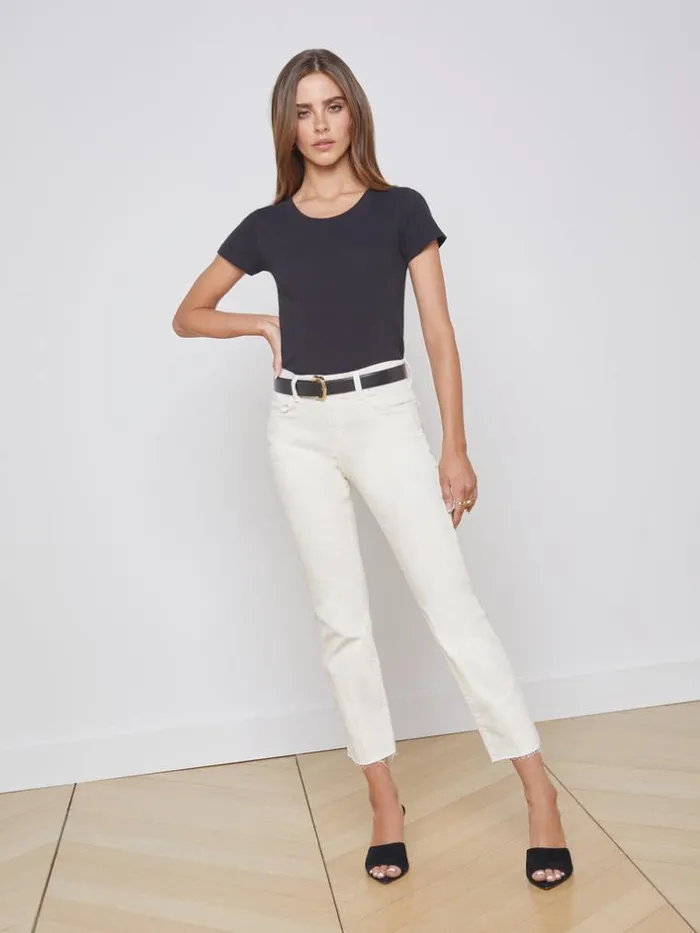 L039Agence Tees Women Cory Cotton Scoopneck Tee Black