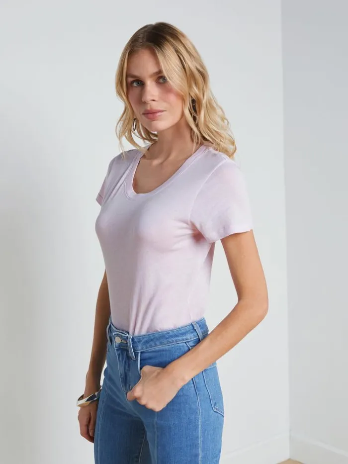 L039Agence Tees Women Cory Cotton Scoopneck Tee Lilac Snow