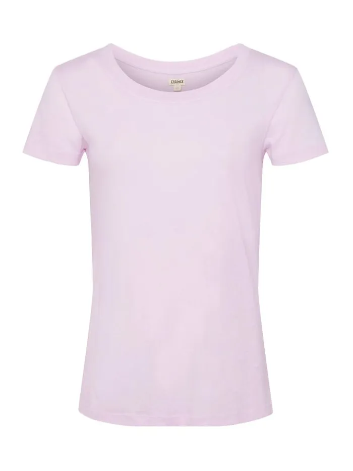 L039Agence Tees Women Cory Cotton Scoopneck Tee Lilac Snow