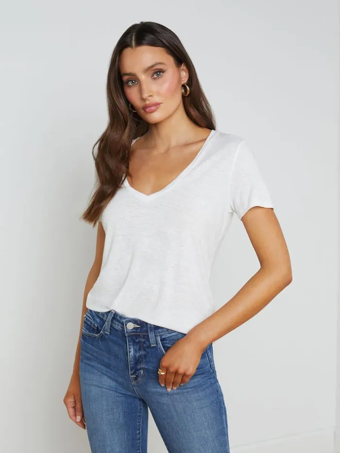 L039Agence Tees Women Daijia VNeck Tee White