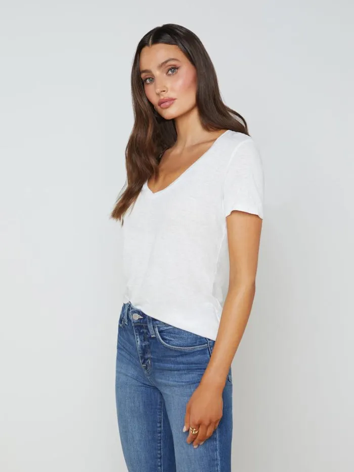 L039Agence Tees Women Daijia VNeck Tee White
