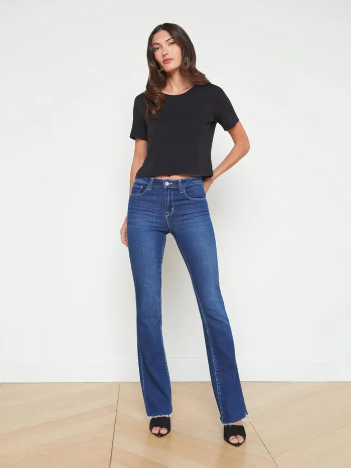 L039Agence Tees Women Donna Cotton Cropped Tee Black