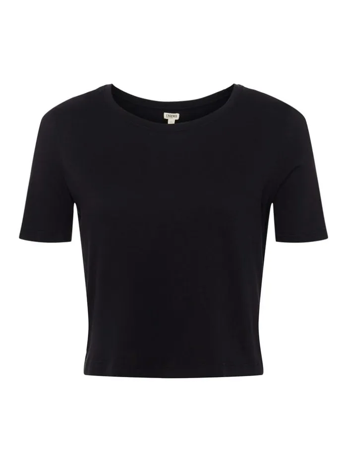 L039Agence Tees Women Donna Cotton Cropped Tee Black