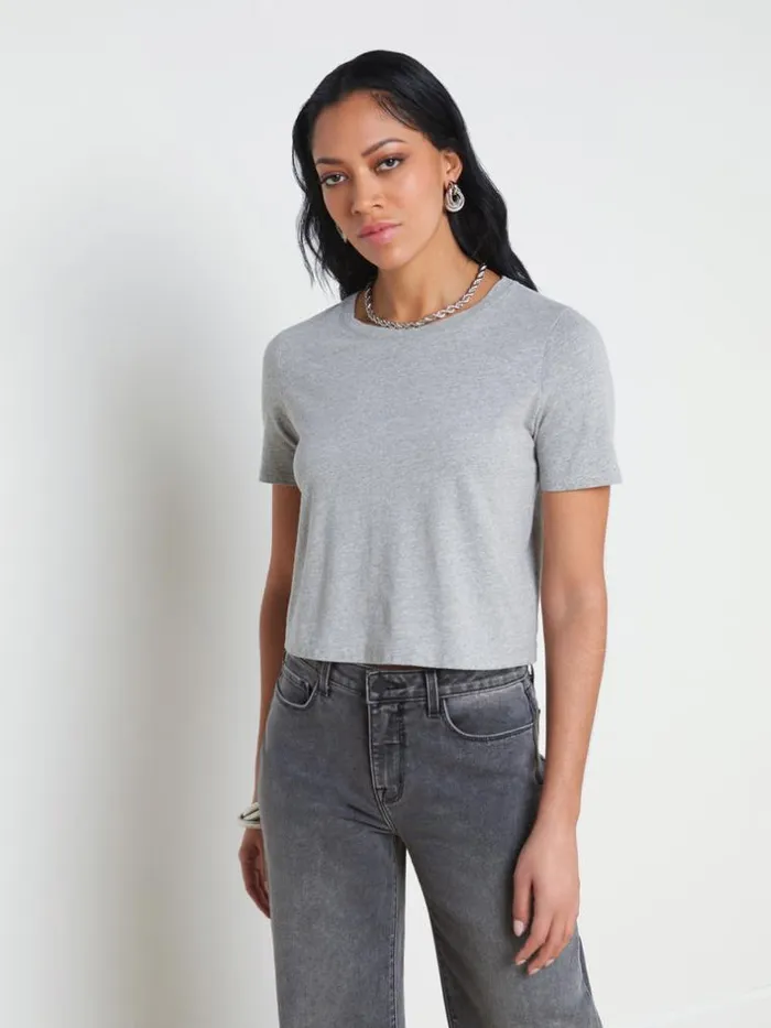 L039Agence Tees Women Donna Cotton Cropped Tee Heather Grey