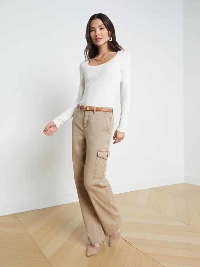 L039Agence Tees Women Joanna Long Sleeve Tee Off White