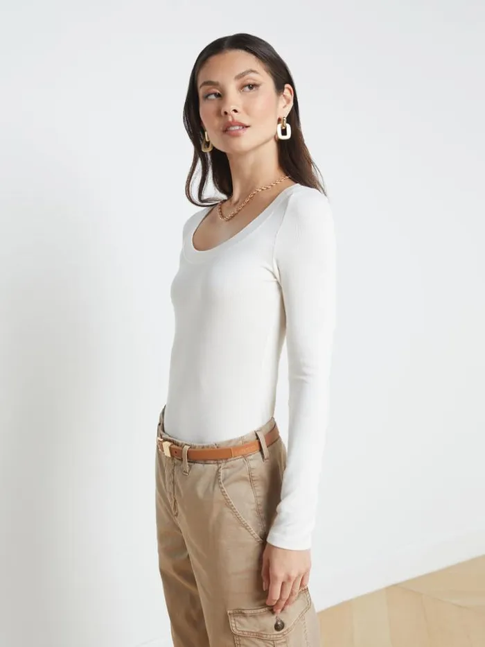 L039Agence Tees Women Joanna Long Sleeve Tee Off White