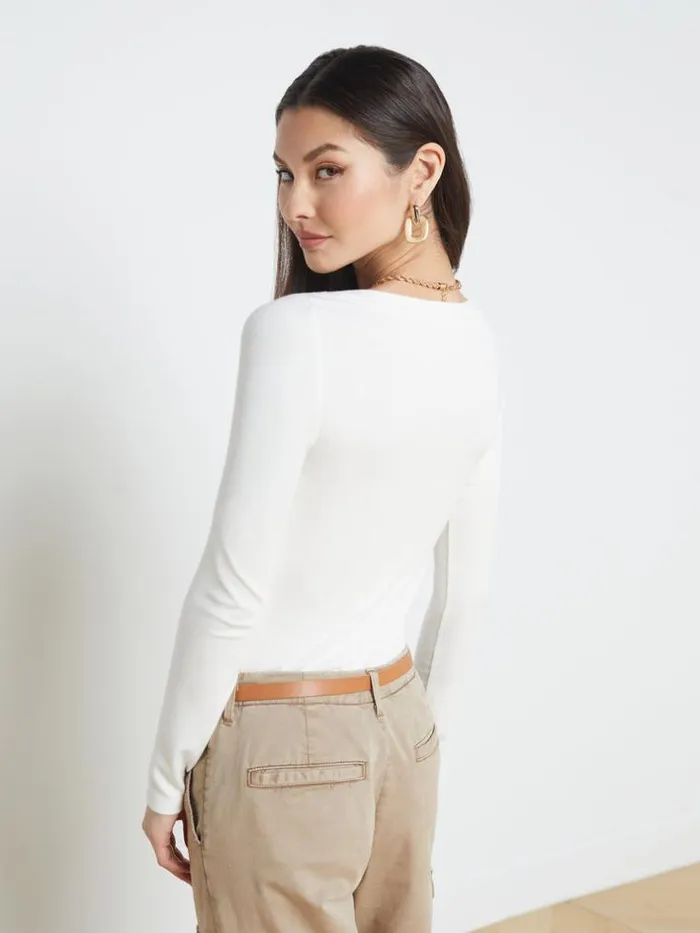 L039Agence Tees Women Joanna Long Sleeve Tee Off White