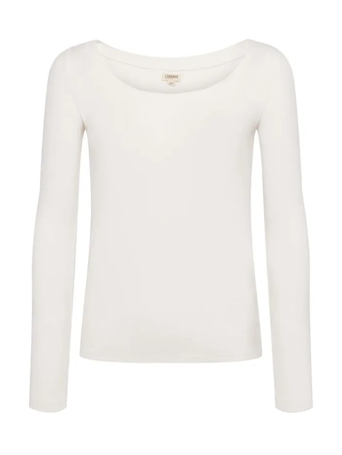 L039Agence Tees Women Joanna Long Sleeve Tee Off White