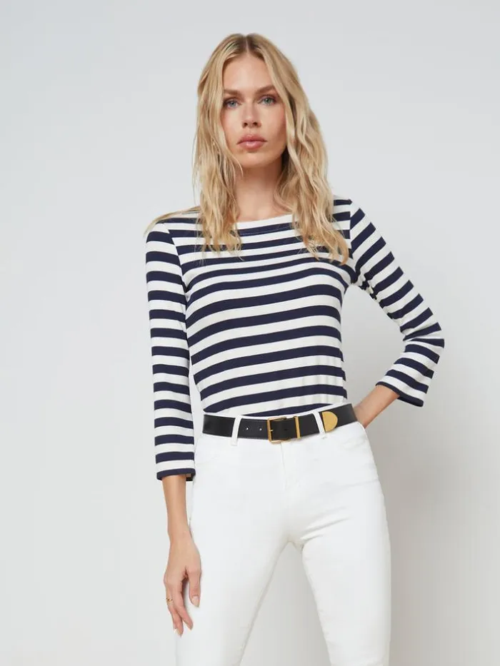 L039Agence Tees Women Lucille Tee Navywhite Stripe