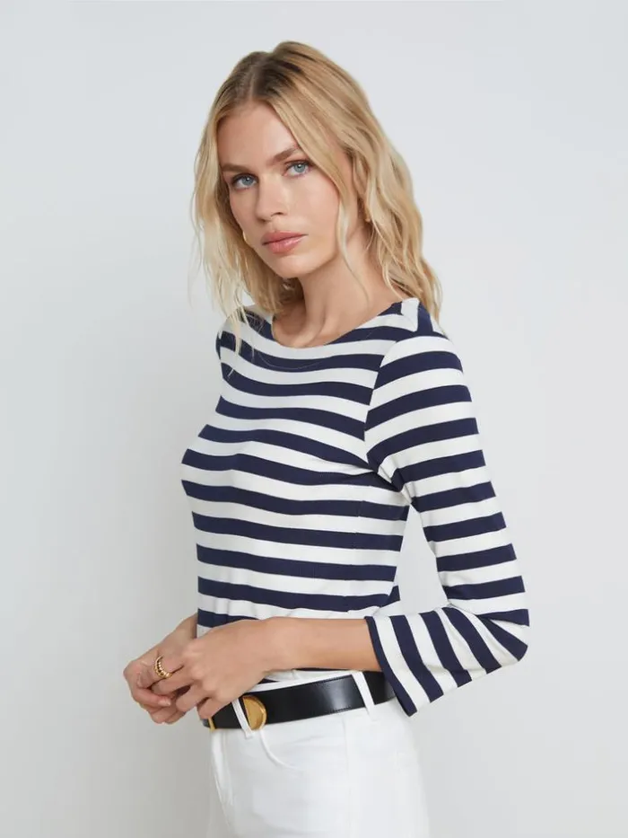 L039Agence Tees Women Lucille Tee Navywhite Stripe