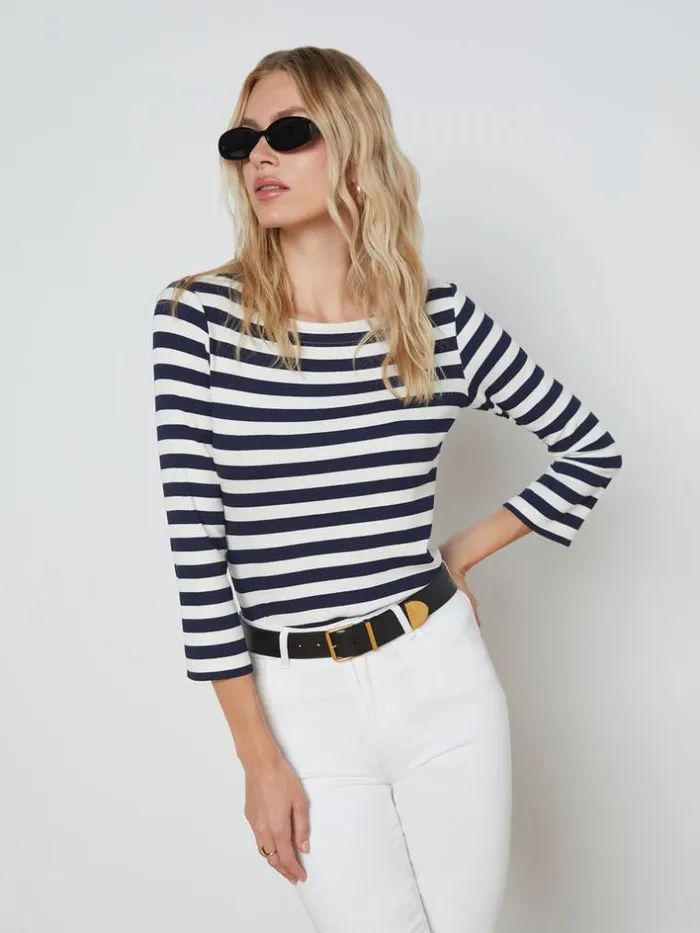 L039Agence Tees Women Lucille Tee Navywhite Stripe