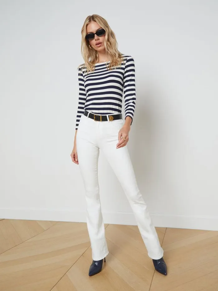 L039Agence Tees Women Lucille Tee Navywhite Stripe