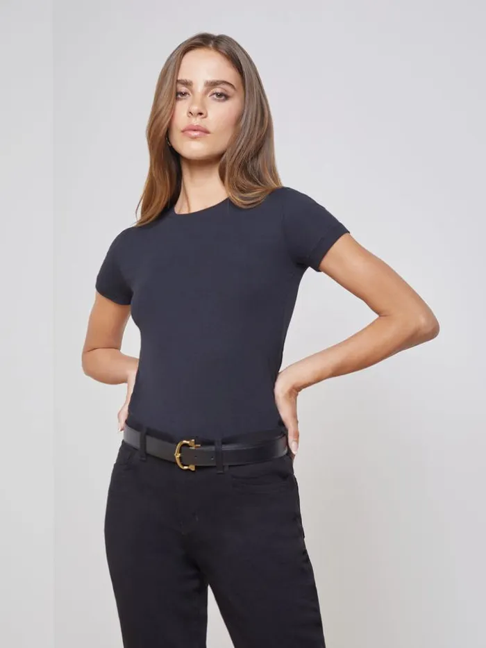 L039Agence Tees Women Ressi Fitted Tee Black Micro Modal