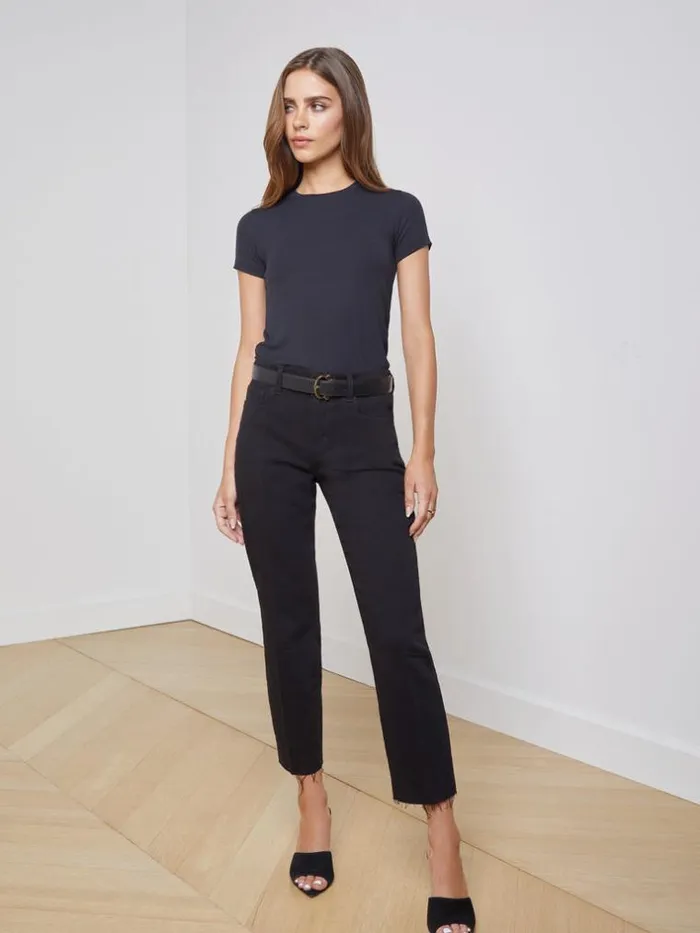L039Agence Tees Women Ressi Fitted Tee Black Micro Modal