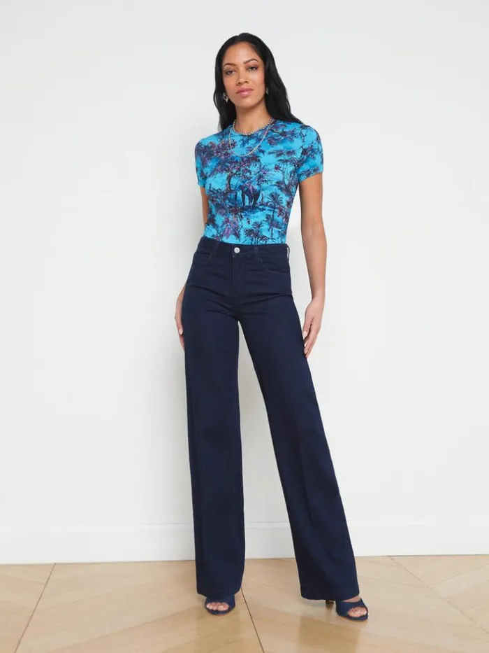 L039Agence Tees Women Ressi Fitted Tee Blue Multi Jungle Toile