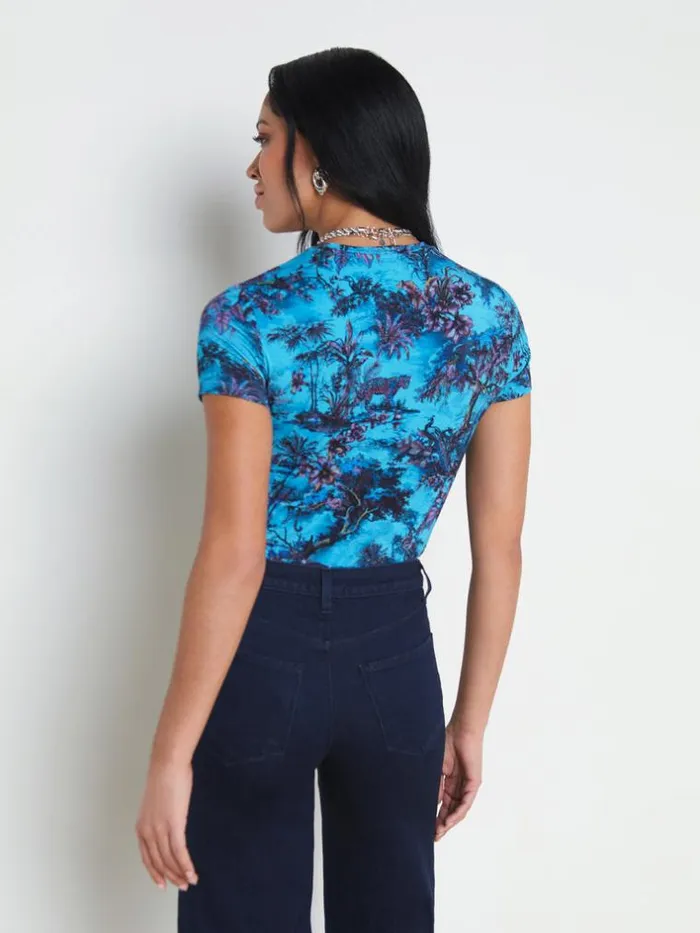 L039Agence Tees Women Ressi Fitted Tee Blue Multi Jungle Toile