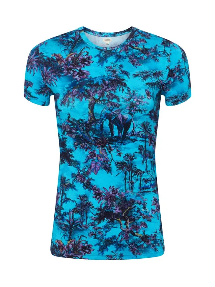 L039Agence Tees Women Ressi Fitted Tee Blue Multi Jungle Toile