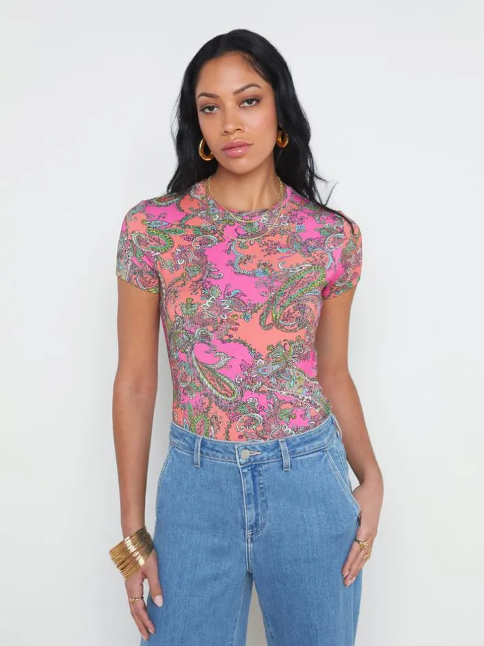 L039Agence Tees Women Ressi Fitted Tee Small Rhodamine Pop Paisley