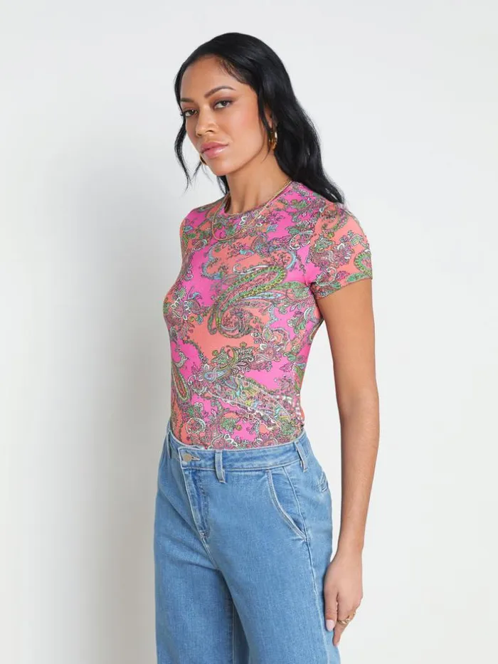 L039Agence Tees Women Ressi Fitted Tee Small Rhodamine Pop Paisley