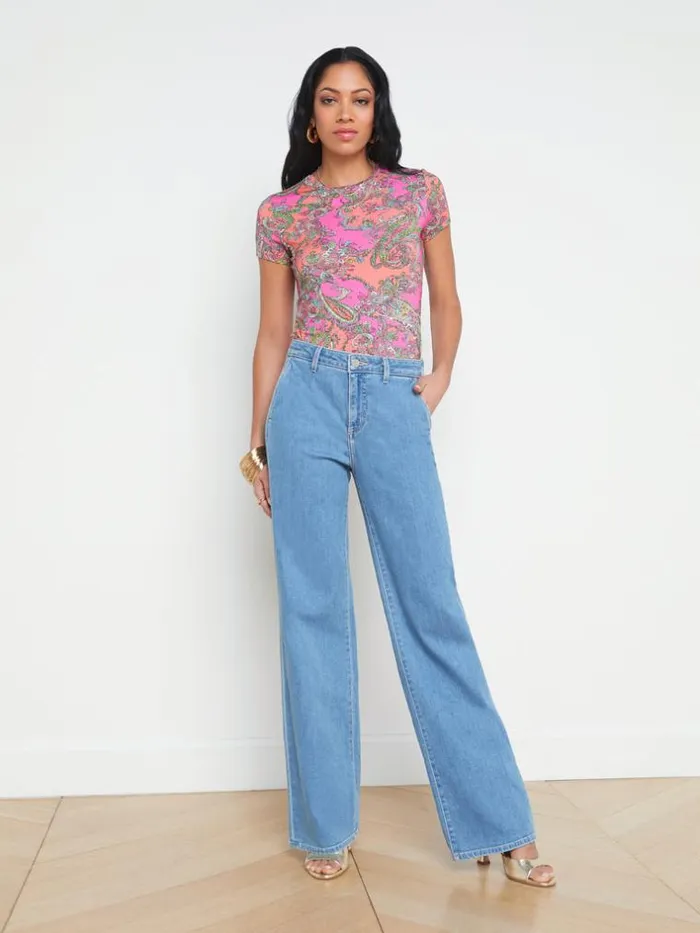 L039Agence Tees Women Ressi Fitted Tee Small Rhodamine Pop Paisley