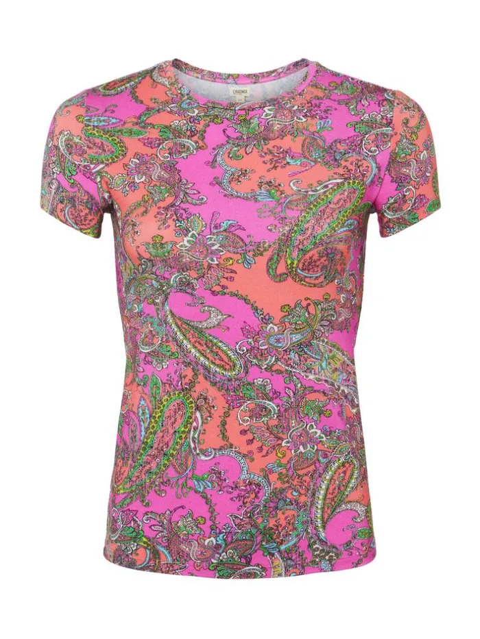 L039Agence Tees Women Ressi Fitted Tee Small Rhodamine Pop Paisley