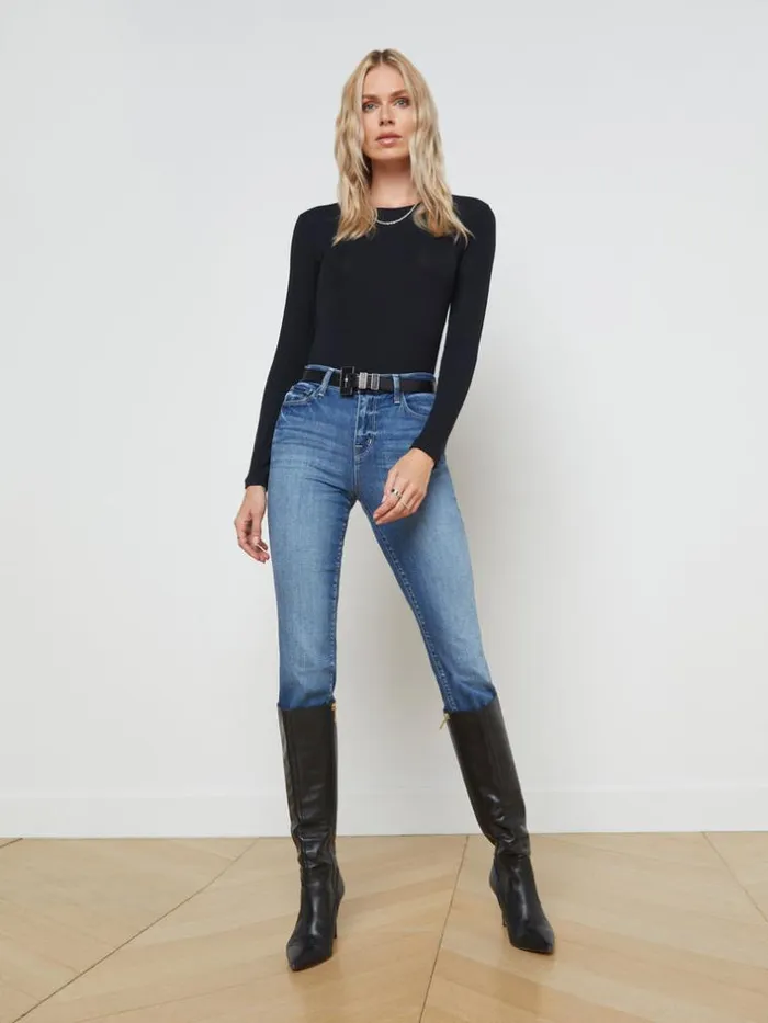 L039Agence Tees Women Tess Long Sleeve Tee Black Micro Modal