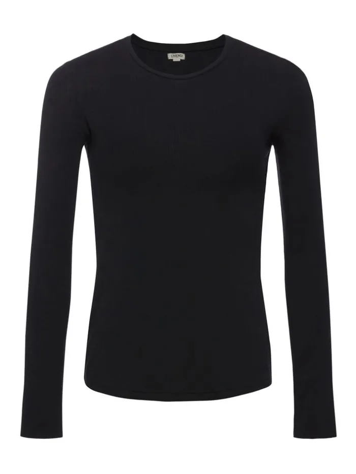 L039Agence Tees Women Tess Long Sleeve Tee Black Micro Modal