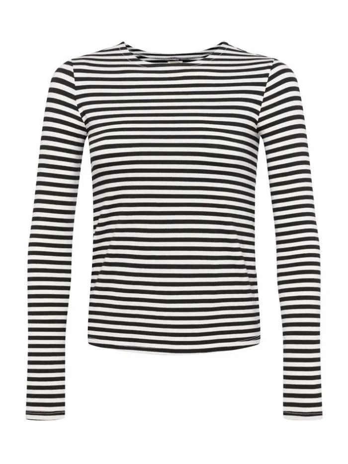 L039Agence Tees Women Tess Long Sleeve Tee Blackwhite Stripe