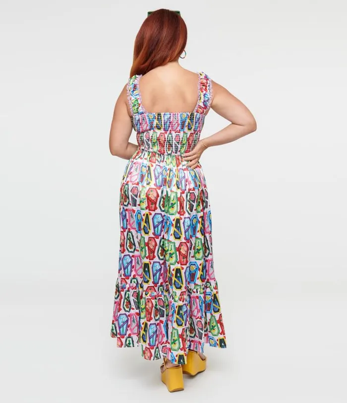 Lavender Coffin and Floral Print Cosette Dress Dresses Unique Vintage Pocket Dresses