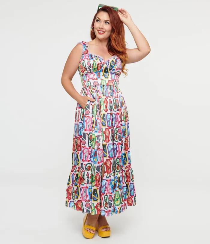 Lavender Coffin and Floral Print Cosette Dress Dresses Unique Vintage Pocket Dresses