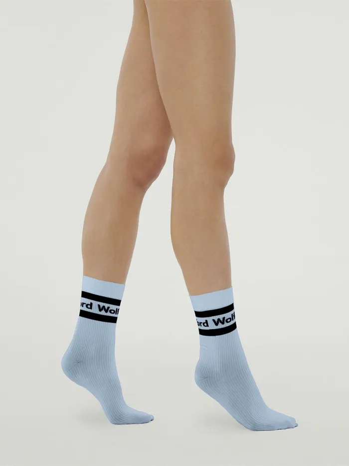 Logo Rib Socks Iceblack Women Wolford Socks