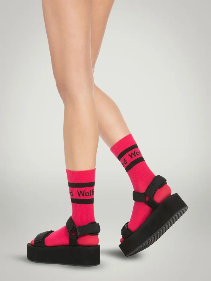 Logo Rib Socks Love Potionblack Women Wolford Socks