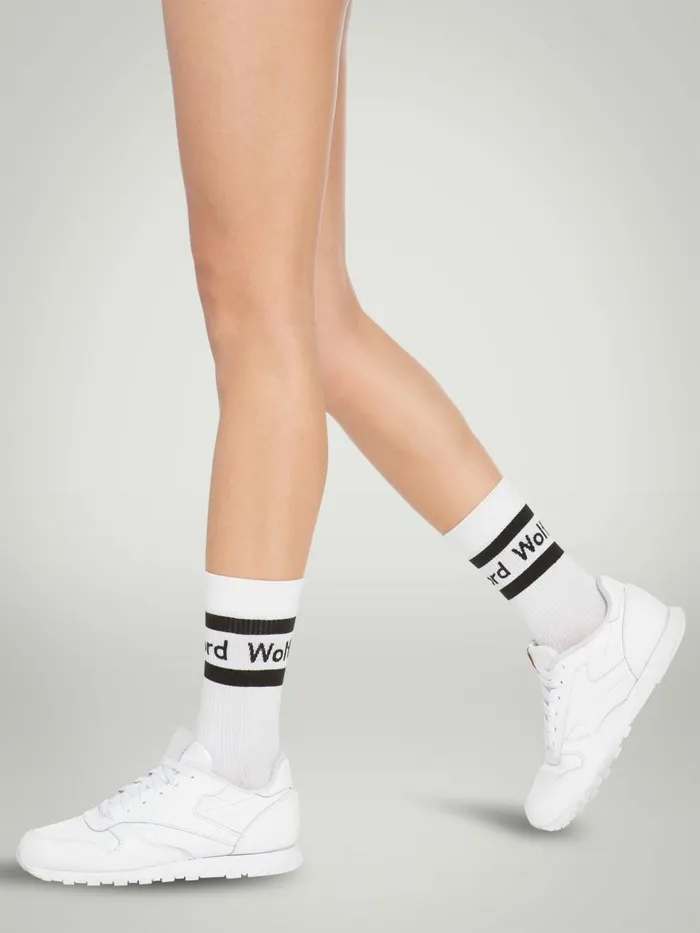 Logo Rib Socks Whiteblack Women Wolford Socks