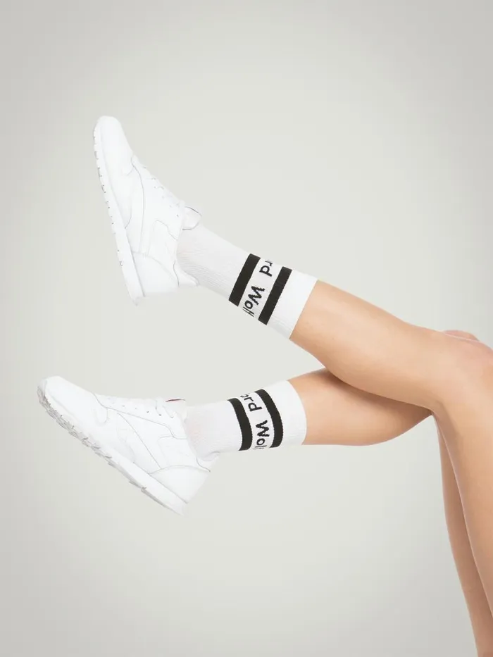 Logo Rib Socks Whiteblack Women Wolford Socks