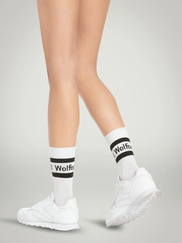 Logo Rib Socks Whiteblack Women Wolford Socks