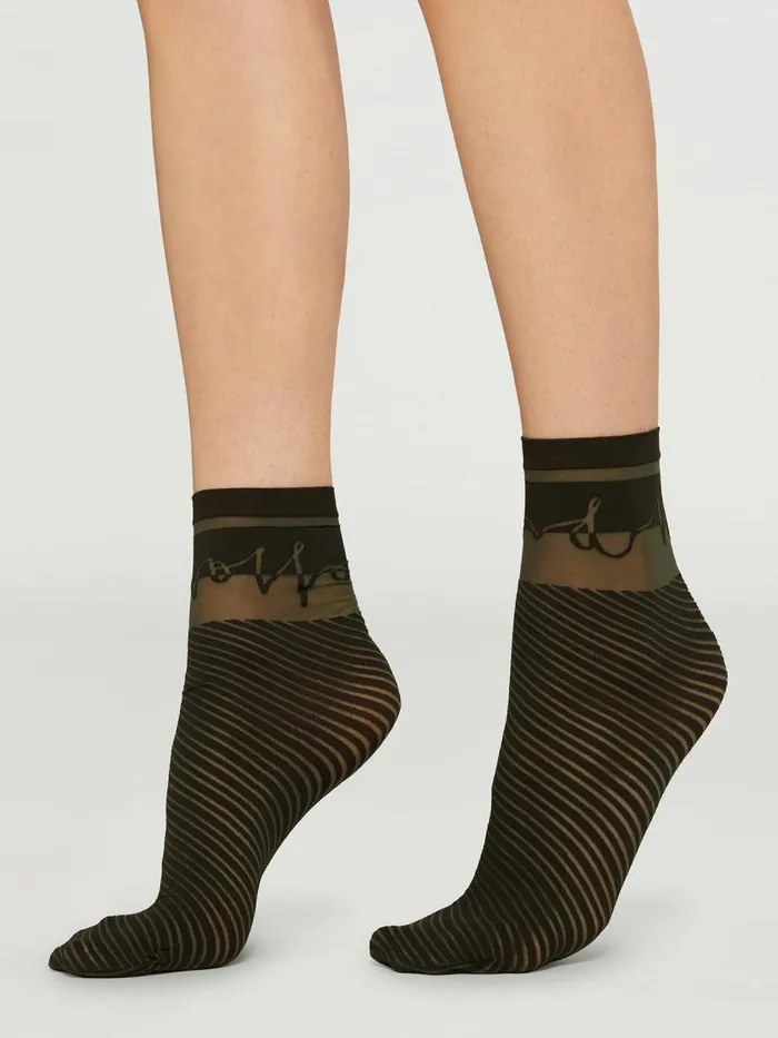 Logo Script Socks Dark Greenblack Women Wolford Socks