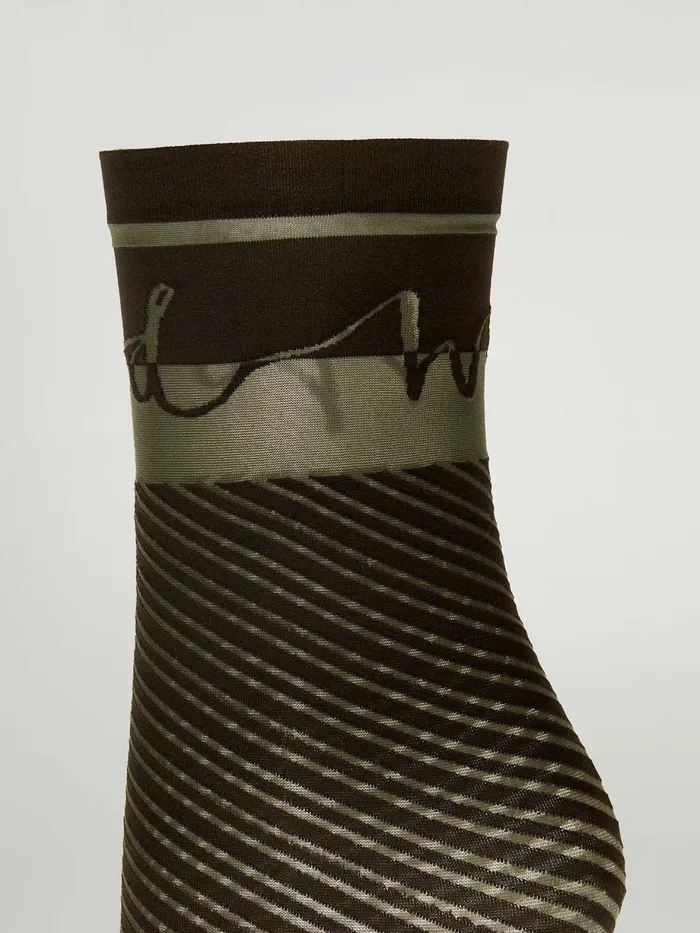 Logo Script Socks Dark Greenblack Women Wolford Socks