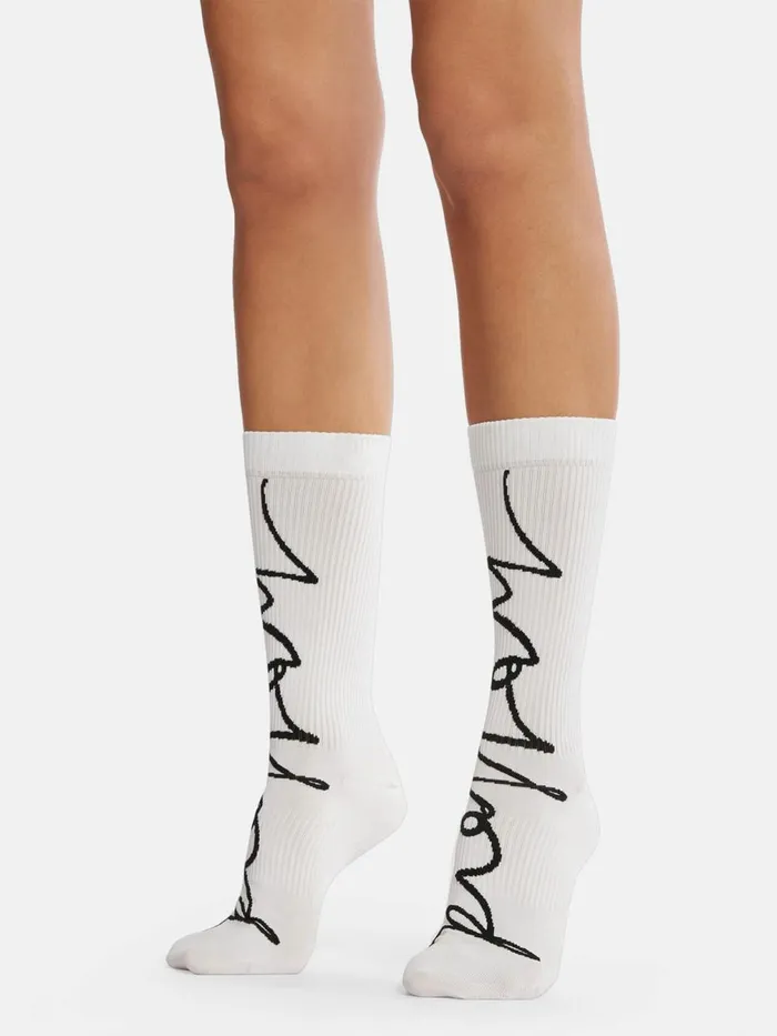 Logo Script Support Socks Whiteblack Women Wolford Socks