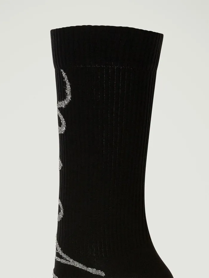 Lurex Logo Script Socks Blacksilver Women Wolford Socks