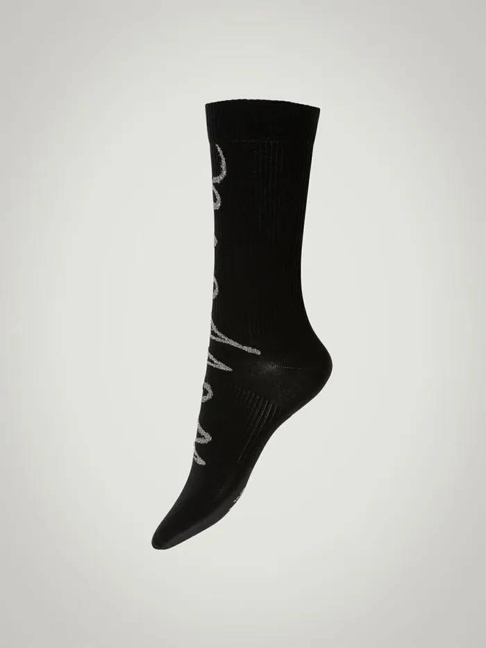 Lurex Logo Script Socks Blacksilver Women Wolford Socks