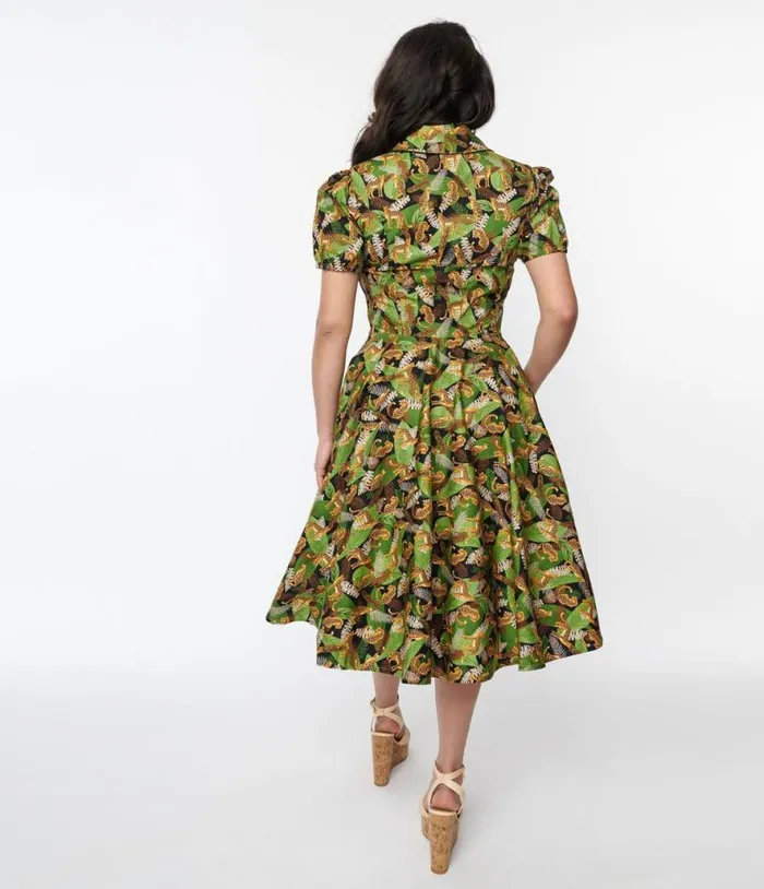 Magnolia Place Black Jungle Mona Swing Dress DressesPlus Unique Vintage Swing