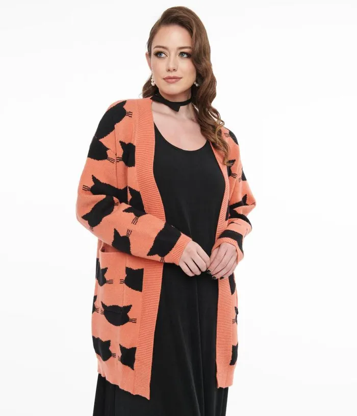 Magnolia Place Orange and Black Cat Cardigan ClothingHalloween Unique Vintage Sweaters and Cardigans Magnolia Place Orange and Black Cat Cardigan ClothingHalloween Unique Vintage Sweaters and Cardigans