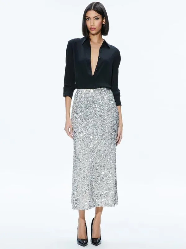 Matching Sets Women Alice Olivia CERESI SEQUIN BANDEAU CROP TOP MAEVE SEQUIN SLIP SKIRT Matching Sets Women Alice Olivia CERESI SEQUIN BANDEAU CROP TOP MAEVE SEQUIN SLIP SKIRT