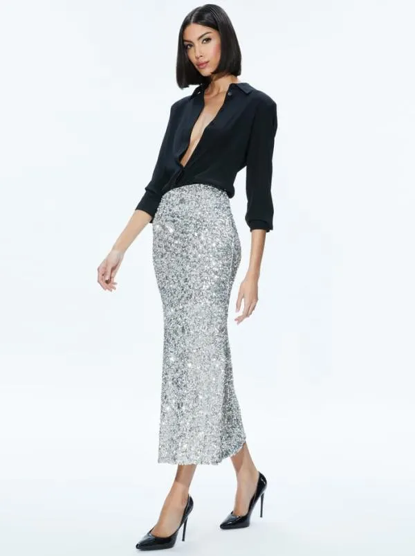 Matching Sets Women Alice Olivia CERESI SEQUIN BANDEAU CROP TOP MAEVE SEQUIN SLIP SKIRT Matching Sets Women Alice Olivia CERESI SEQUIN BANDEAU CROP TOP MAEVE SEQUIN SLIP SKIRT