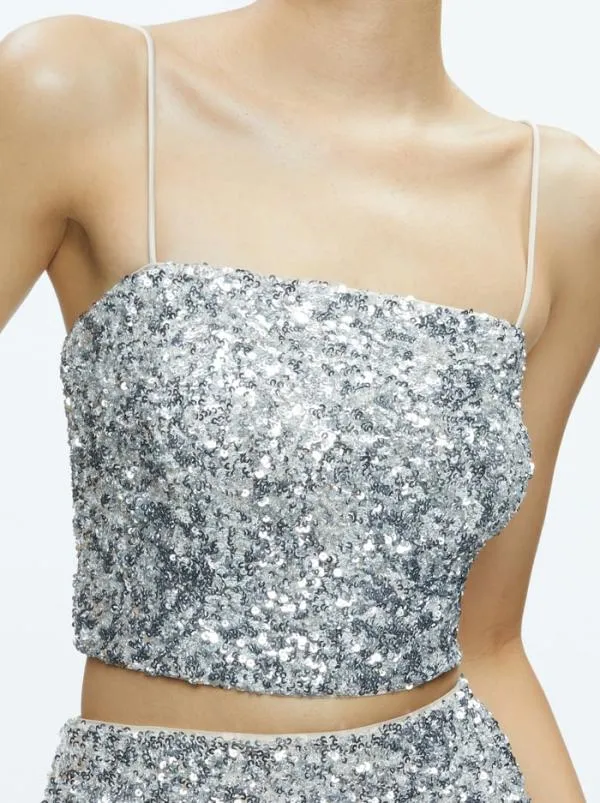 Matching Sets Women Alice Olivia CERESI SEQUIN BANDEAU CROP TOP MAEVE SEQUIN SLIP SKIRT Matching Sets Women Alice Olivia CERESI SEQUIN BANDEAU CROP TOP MAEVE SEQUIN SLIP SKIRT