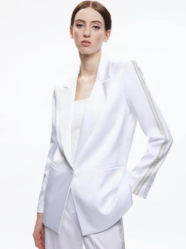 Matching Sets Women Alice Olivia DENNY BLAZER WITH CRYSTAL TRIM DYLAN PANT WITH CRYSTAL TRIM Matching Sets Women Alice Olivia DENNY BLAZER WITH CRYSTAL TRIM DYLAN PANT WITH CRYSTAL TRIM